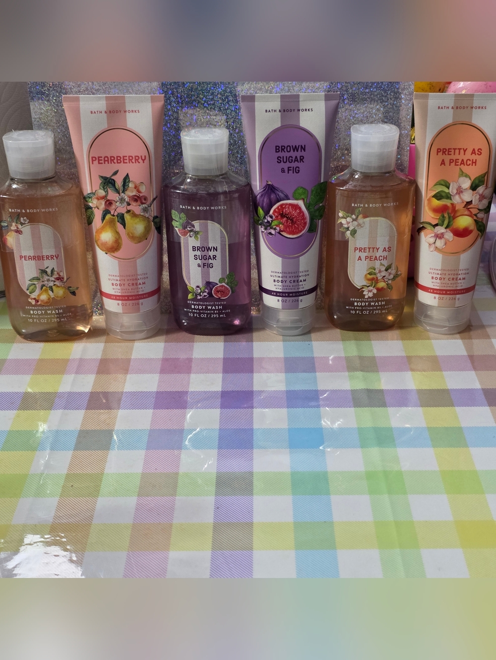 Bath & Body Works Trio: Pearberry, Brown Sugar & Fig, Pretty as a Peach 6pc Set